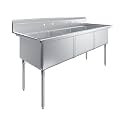 AmGood 3 Compartment Commercial Sink - 78 x 30 in. Overall - 24 x 24 x 14 in. Bowls - NSF 18-Gauge 304 Stainless Steel Restaurant Prep &amp; Utility Sink (No Faucet)