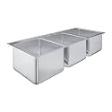 AmGood 3 Compartment Drop-In Sink - 48 x 20 in. Overall, 14 x 16 x 10 in. Bowls - NSF 18-Gauge 304 Stainless Steel Self-Rimming Three Compartment 3 Bay Sink | Bar, Food Truck &amp; Concession (No Faucet)