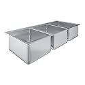 AmGood 3 Compartment Drop-In Sink - 53.9 x 24 in. Overall, 16 x 20 x 10 in. Bowls - NSF 18-Gauge 304 Stainless Steel Self-Rimming Three Compartment 3 Bay Sink | Bar &amp; Food Truck (No Faucet)