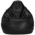 AMICA Bean Bag Cover Leatherette Black Sofa Cover Chair Sturdy Zipper Recliner Bean Bag Cover Organizing Storage Water Resistant Furniture (No Filler)