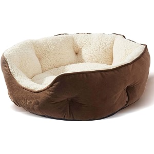amica dog bed cat beds for indoor cats pet bed for puppy and kitty extra soft amp machine washable with anti-slip amp water-resistant oxford bottom brown xl
