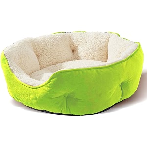 amica dog bed cat beds for indoor cats pet bed for puppy and kitty extra soft amp machine washable with anti-slip amp water-resistant oxford bottom green l