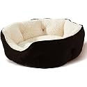 AMICA Dog Bed, Cat Beds for Indoor Cats, Pet Bed for Puppy and Kitty, Extra Soft &amp; Machine Washable with Anti-Slip &amp; Water-Resistant Oxford Bottom (Black, XXL)