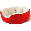 AMICA Dog Bed, Cat Beds for Indoor Cats, Pet Bed for Puppy and Kitty, Extra Soft &amp; Machine Washable with Anti-Slip &amp; Water-Resistant Oxford Bottom (Red, XXL)
