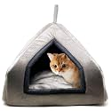 AMICA Premium Soft Velvet Fabric Bed for Cats Kittens & Suitable for Dog Puppies Pet House (L, Grey)