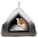AMICA Premium Soft Velvet Fabric Bed for Cats Kittens &amp; Suitable for Dog Puppies Pet House (M, Grey)