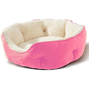 amica dog bed cat beds for indoor cats pet bed for puppy and kitty extra soft amp machine washable with anti-slip amp water-resistant oxford bottom pink s