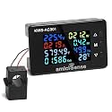 amiciSense 8 in 1 Digital Energy Meter with Open CT, 50–300VAC 100A Panel Mounted Power Monitoring Device, Color Display, Time Reading & 6 Alarm Alerts (22kW)- 1 Year Warranty