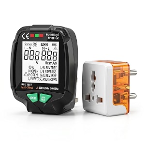 amicisense socket tester 230vac voltage detector amp circuit analyzer with rcd test lcd backlit display data storage wiring fault detection amp 1 year warranty