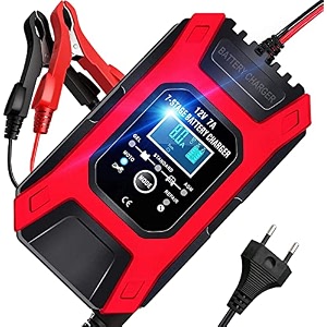 amicismart 12v automatic car battery charger 7-stage intelligent battery maintainer lead acid battery charger