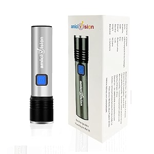 amicivision metal usb-rechargeable t6 led 4 modes zoom-able powerful torch