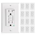Amico GFCI Outlet 15 Amp, 12 Pack, White, Weather Resistant(WR)