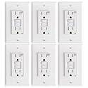 Amico GFCI Outlet 15 Amp, 6 Pack, White, Weather Resistant(WR)