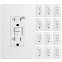 Amico GFCI Outlet 20 Amp, 12 Pack, White, WR, screwless wall Plate