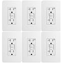 Amico GFCI Outlet 20 Amp, 6 Pack, White, WR, screwless wall Plate