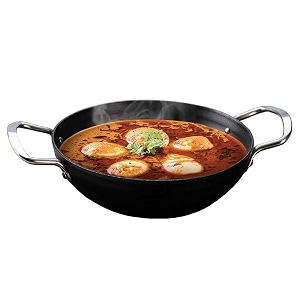 amicus kitchen iron kadai for cooking amp deep frying pre-seasoned iron kadhai fry pan gas amp induction friendly 22 cm 15 l 103 kg black