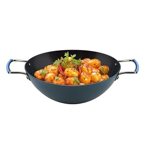 amicus kitchen iron kadai for cooking amp deep frying pre-seasoned iron kadhai fry pan gas amp induction friendly 25 cm 2 l 128 kg black