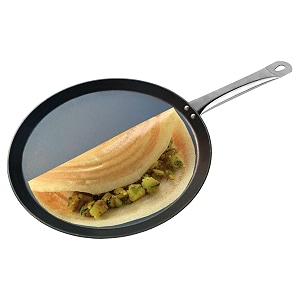 amicus preseasoned 26 cm iron tawa for dosa roti uttapam chapati flat iron tava gas amp induction friendly naturally nonstick 1 kg black