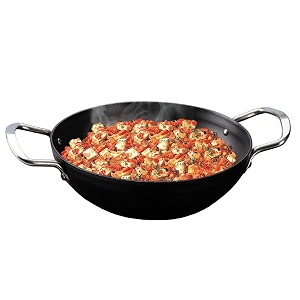 amicus kitchen iron kadai for cooking amp deep frying pre-seasoned iron kadhai fry pan gas amp induction friendly 27 cm 25 l 147 kg black