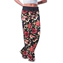 AMiERY Women's Comfy Casual Pajama Pants Floral Print Drawstring Palazzo Lounge Pants Wide Leg