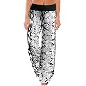 AMiERY Women's Comfy Casual Pajama Pants Floral Print Drawstring Palazzo Lounge Pants Wide Leg