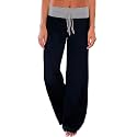 AMiERY Women's Comfy Casual Pajama Pants Floral Print Drawstring Palazzo Lounge Pants Wide Leg