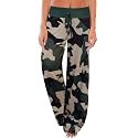 AMiERY Women's Comfy Casual Pajama Pants Floral Print Drawstring Palazzo Lounge Pants Wide Leg