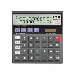 amigo mi-512 gst desktop calculator 12-digit display check amp correct function large bright screen black