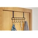 Amiraj Multi-Alloy Steel Over-The-Door Hook Hanger Rack | No Drilling Required, 7 Hooks for Bedroom, Bathroom &amp; Kitchen Doors | Hanging Organizer, Black (Pack of 1)