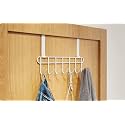 Amiraj Over the Door Hook Hanger Rack | Heavy Duty Multi Alloy Steel | No Drill 7 Hook Organizer | Space Saving Door Hanger for Bedroom, Bathroom, Kitchen, Entryway & Home Storage - White (Pack of 1)