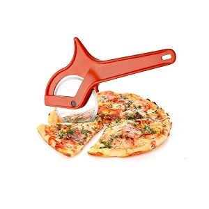 amiraj stainless steel pizza cutter with unbreakable plastic handle sandwich amp pastry cake cycle cutter sharp wheel type cutter pack of 1 multicolour