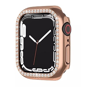 amirite adw02 case bumper cover with built-in 9h tempered glass screen protector compatible with apple watch bling diamond rhinestone case for iwatch series 65  4  se 40mm rose gold - diamond