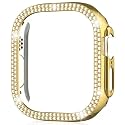 AMiRiTE ADW03 Case Bumper Cover With Tempered Glass Screen Protector Compatible With Apple iWatch Bling Diamond Rhinestone Case For All Watch Series (49MM, GOLD [ DIAMOND WITHOUT GLASS ] ])