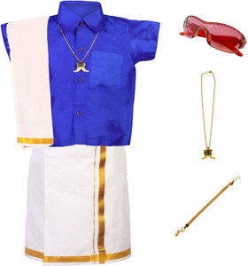 amirtha fashion boys festive  party dhoti shawl and shirt set