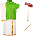 Amirtha Fashion Boys Festive & Party Dhoti, Shawl and Shirt Set