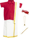 Amirtha Fashion Boys Festive & Party Dhoti, Shawl and Shirt Set