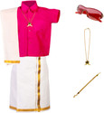 Amirtha Fashion Boys Festive & Party Dhoti, Shawl and Shirt Set