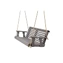 Amish Casual Heavy Duty 700 Lb Capacity Porch Swing (4 Foot, Semi-Solid Gray Stain) – Wooden Outdoor Roll Back Swing with Hanging Ropes – Amish Made in the USA