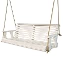 Amish Casual Heavy Duty 700 Lb Capacity Porch Swing (4 Foot, Semi-Solid White Stain) – Wooden Outdoor Roll Back Swing with Hanging Ropes – Amish Made in the USA
