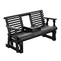 Amish Casual Heavy Duty Rollback Console Glider, 5-Foot, Semi-Solid Black