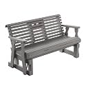 Amish Casual Heavy Duty Rollback Console Porch Glider in Semi Solid Grey Stain - Patio Glider with Fold Down Cupholders Amish Made in The USA