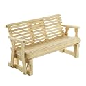 Amish Casual Heavy Duty Rollback Console Porch Glider in Unfinished - Patio Glider with Fold Down Cupholders Amish Made in The USA