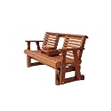 Amish Casual Heavy Duty Rollback Console Porch Glider in Cedar Stain - Patio Glider with Fold Down Cupholders Amish Made in The USA