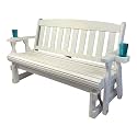 Amish Heavy Duty 800 Lb Mission Pressure Treated Porch Glider with Cupholders (5 Foot, Semi-Solid White Stain)