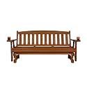 Amish Heavy Duty 800 Lb Mission Pressure Treated Porch Glider with Cupholders (6 Foot, Cedar Stain)