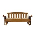Amish Heavy Duty 800 Lb Mission Pressure Treated Porch Glider with Cupholders (6 Foot, Oak Stain)