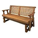 Amish Heavy Duty 800 Lb Roll Back Pressure Treated Porch Glider (4 Foot, Cedar Stain)