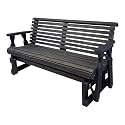 Amish Heavy Duty 800 Lb Roll Back Pressure Treated Porch Glider (4 Foot, Semi Solid Black Stain)
