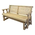 Amish Heavy Duty 800 Lb Roll Back Pressure Treated Porch Glider (5 Foot, Unfinished)