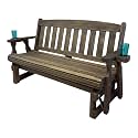 Amish OUTLET STORE Heavy Duty 800 Lb Mission Pressure Treated Porch Glider with Cupholders (5 Foot, Dark Walnut Stain)